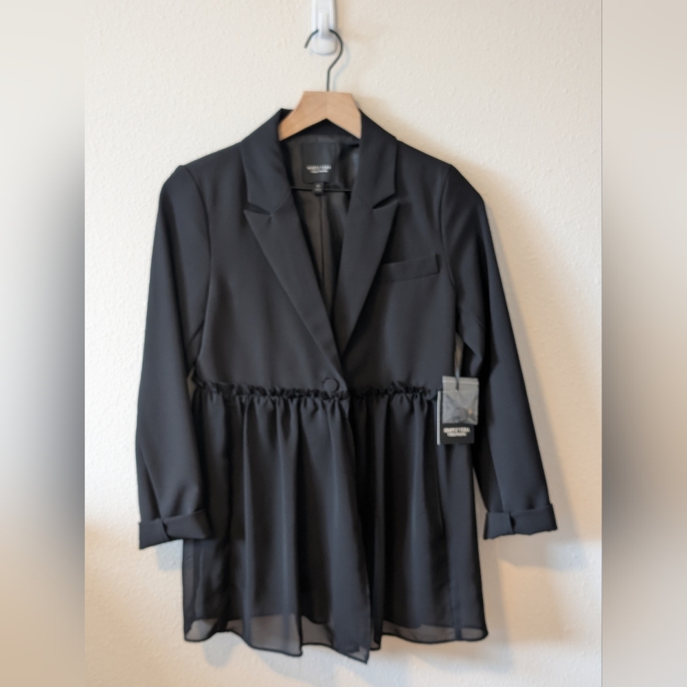 Simply Vera Vera Wang Black Sheer Hem Blazer NWT